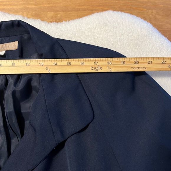 Perry Ellis Portfolio Womens Black Pure Wool Long Over Coat Trench Coat Size 14 - Picture 11 of 13